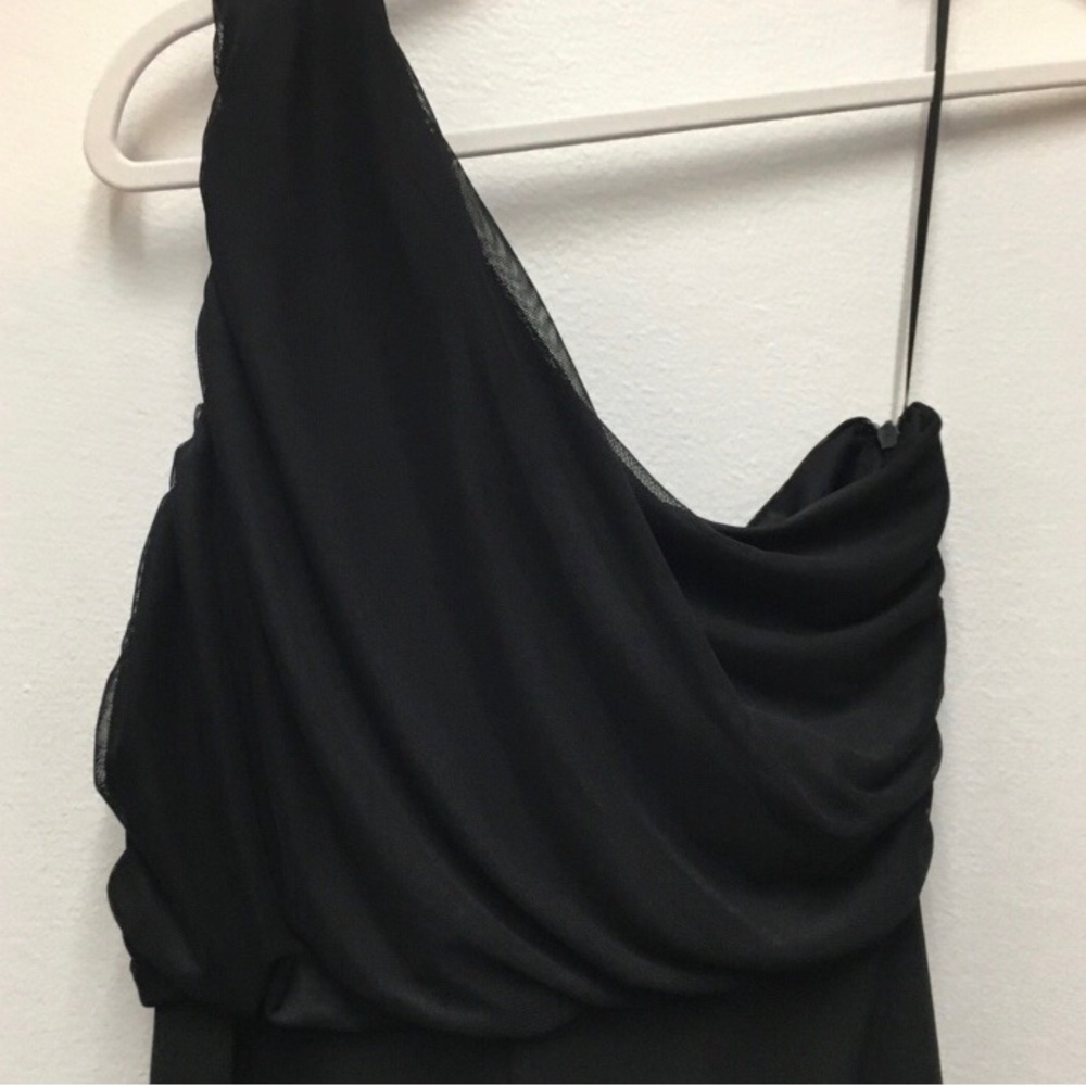 Love X Design Draped Mesh One Shoulder Jumpsuit Large Black Formal Evening Chic - Picture 10 of 14